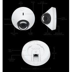 Ubiquiti UVC-G5-Dome Next-gen 2K HD PoE ceiling camera with enhanced dynamic range and low-light performance.