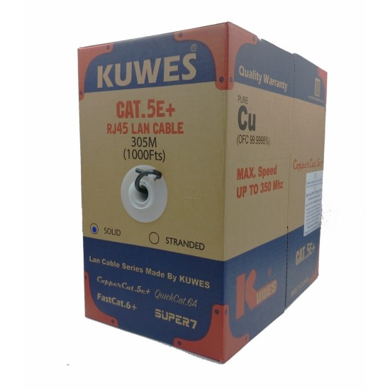 KUWES CAT.5E LAN SOLID CABLE 305M BOX GRAY - Kuwes Dubai UAE